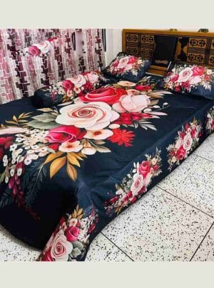 3D ওয়াটার প্রুফ চাদর বালিশ ও কোলবালিশ ফুল সেট