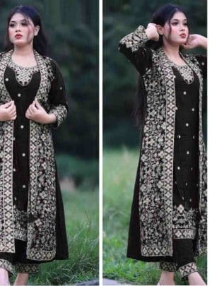 Semi –Embroidery & Sequence Work Party Dress