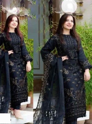 Semi –Embroidery & Sequence Work Party Dress