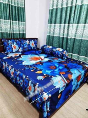 3D ওয়াটার প্রুফ চাদর বালিশ ও কোলবালিশ ফুল সেট