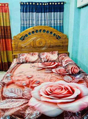 3D ওয়াটার প্রুফ চাদর বালিশ ও কোলবালিশ ফুল সেট