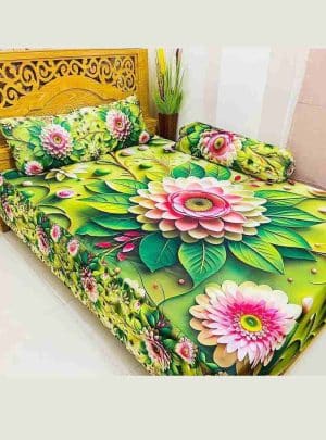 3D ওয়াটার প্রুফ চাদর বালিশ ও কোলবালিশ ফুল সেট