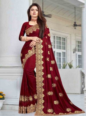 ইন্ডিয়ান বিচিত্রা সিল্কের প্রিমিয়াম এমব্রয়ডারি করা শাড়ি