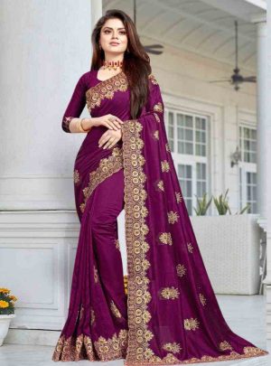 ইন্ডিয়ান বিচিত্রা সিল্কের প্রিমিয়াম এমব্রয়ডারি করা শাড়ি