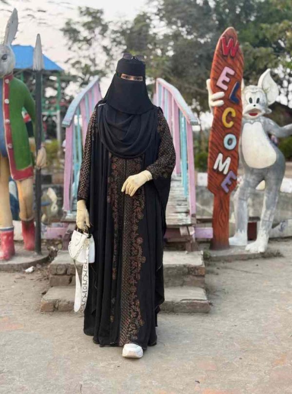 💥 প্রিমিয়াম দুবাই চেরি কাপড় পার্শিয়ালি 4 পার্ট, রাজকীয় আবায়া বোরকা