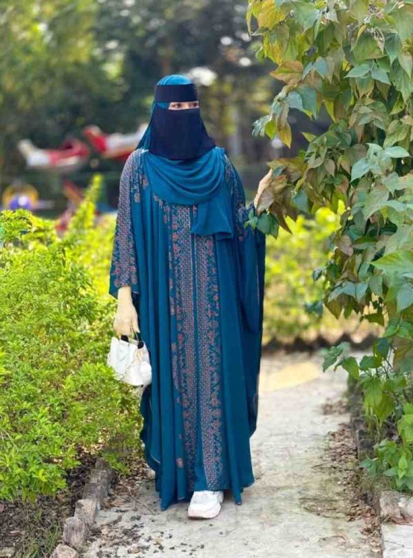 💥 প্রিমিয়াম দুবাই চেরি কাপড় পার্শিয়ালি 4 পার্ট, রাজকীয় আবায়া বোরকা