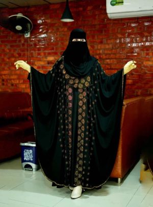 💥 প্রিমিয়াম দুবাই চেরি কাপড় পার্শিয়ালি 4 পার্ট, রাজকীয় আবায়া বোরকা