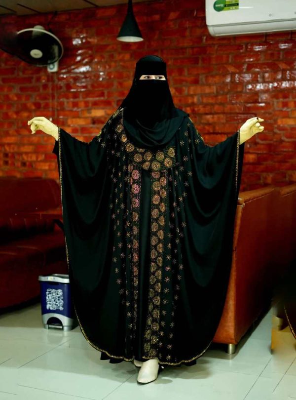 💥 প্রিমিয়াম দুবাই চেরি কাপড় পার্শিয়ালি 4 পার্ট, রাজকীয় আবায়া বোরকা