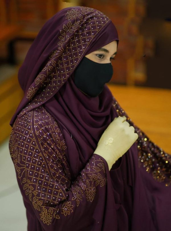 💥 প্রিমিয়াম দুবাই চেরি কাপড় পার্শিয়ালি 4 পার্ট, রাজকীয় আবায়া বোরকা