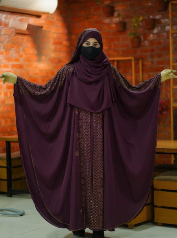 💥 প্রিমিয়াম দুবাই চেরি কাপড় পার্শিয়ালি 4 পার্ট, রাজকীয় আবায়া বোরকা