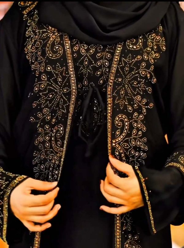 💥 প্রিমিয়াম দুবাই চেরি কাপড় পার্শিয়ালি 4 পার্ট, রাজকীয় আবায়া বোরকা